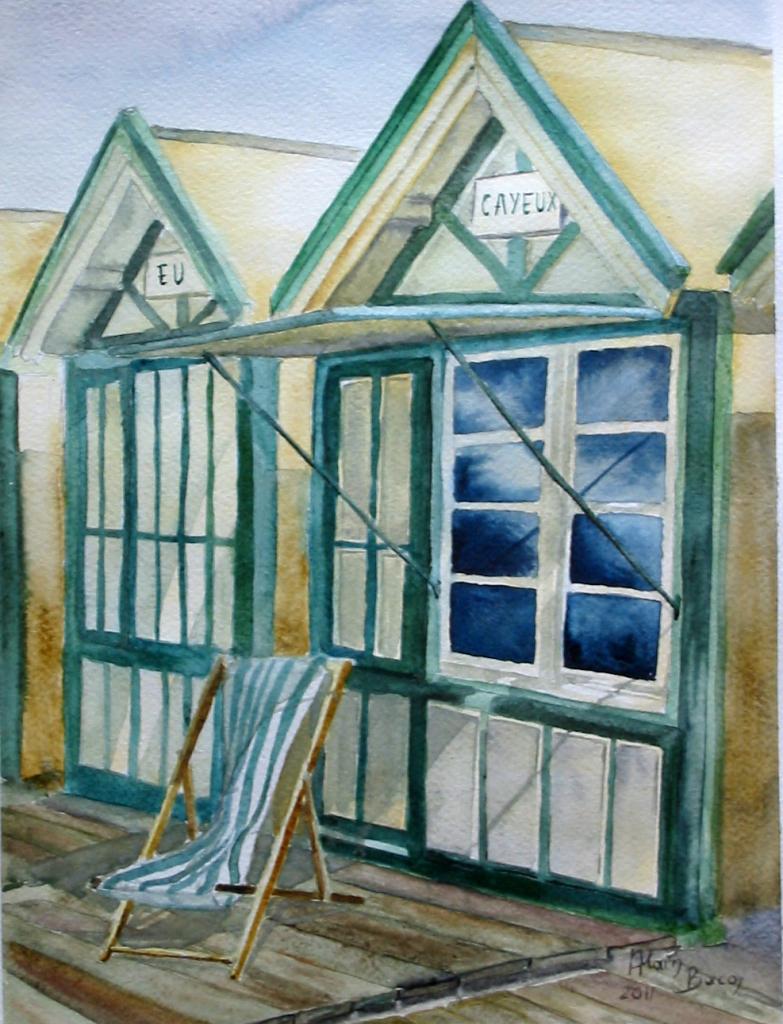 Cabines sur le chemin de planches à Cayeux